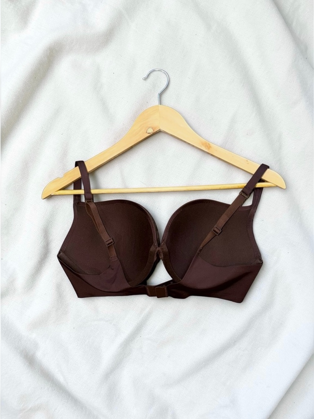 SKIMS Cocoa Brown Satin Teardrop Push Up Bra Size 36D - Picture 3 of 5